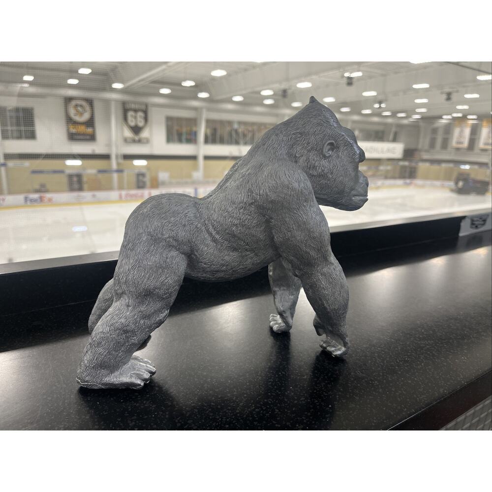 Kingston Living 10" Silver Tropical Standing Gorilla Tabletop Figurine